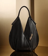 Donna Karan Baldwin Large Laser Cut Fringe Leather Shoulder Bag