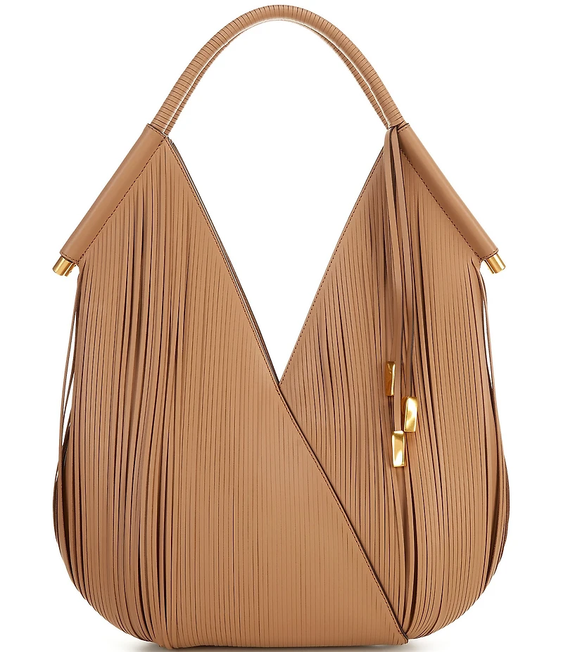Donna Karan Baldwin Large Laser Cut Fringe Leather Shoulder Bag