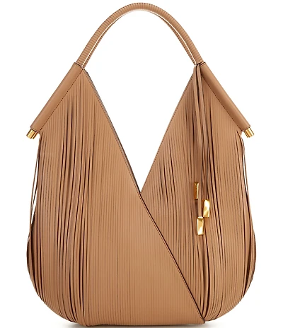 Donna Karan Baldwin Large Laser Cut Fringe Leather Shoulder Bag