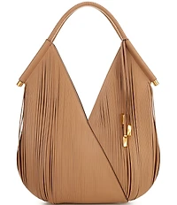 Donna Karan Baldwin Large Laser Cut Fringe Leather Shoulder Bag