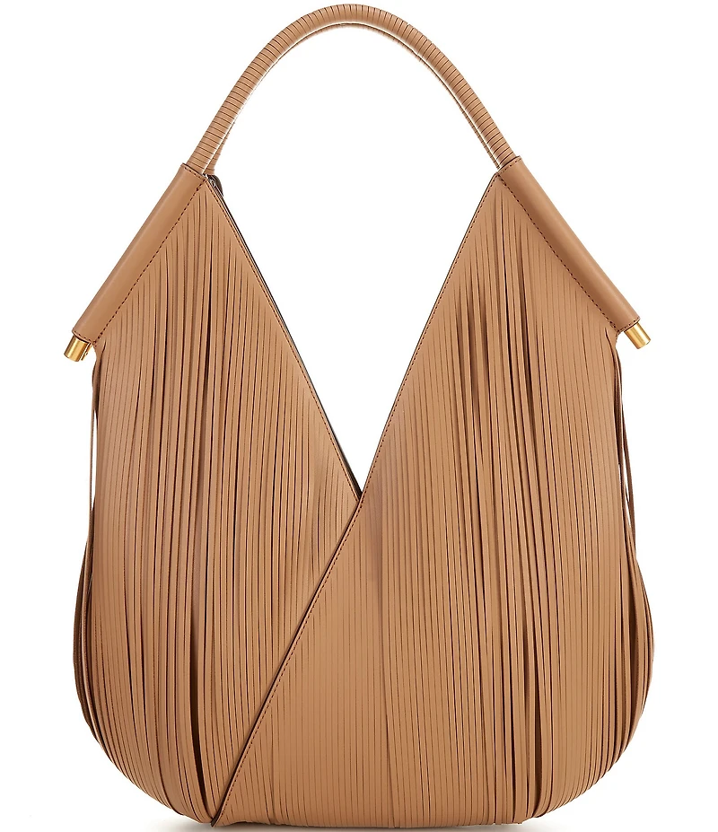Donna Karan Baldwin Large Laser Cut Fringe Leather Shoulder Bag