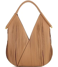 Donna Karan Baldwin Large Laser Cut Fringe Leather Shoulder Bag