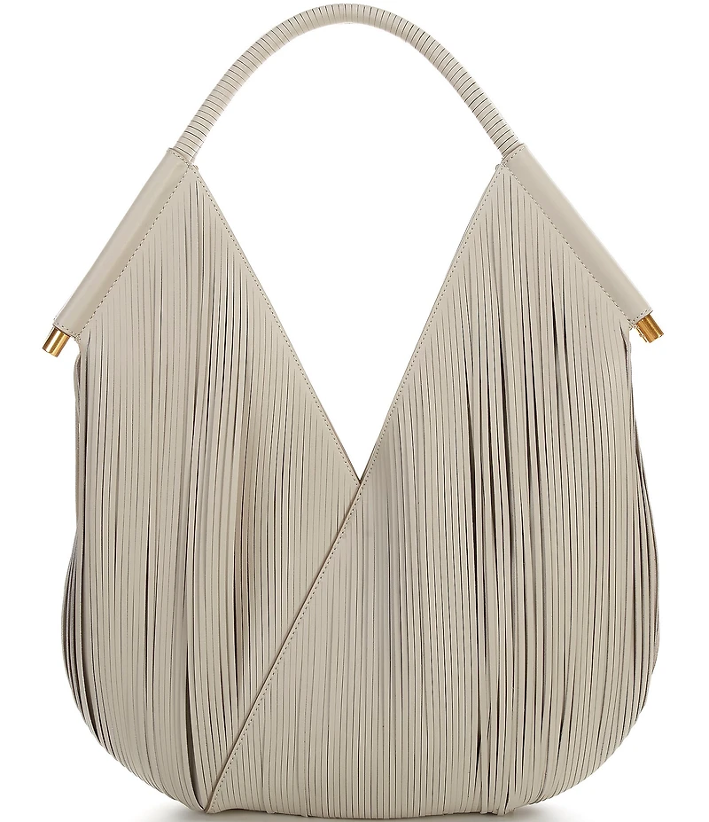 Donna Karan Baldwin Large Laser Cut Fringe Leather Shoulder Bag