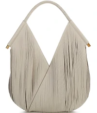 Donna Karan Baldwin Large Laser Cut Fringe Leather Shoulder Bag