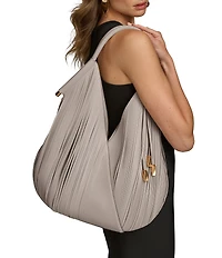 Donna Karan Baldwin Large Laser Cut Fringe Leather Shoulder Bag