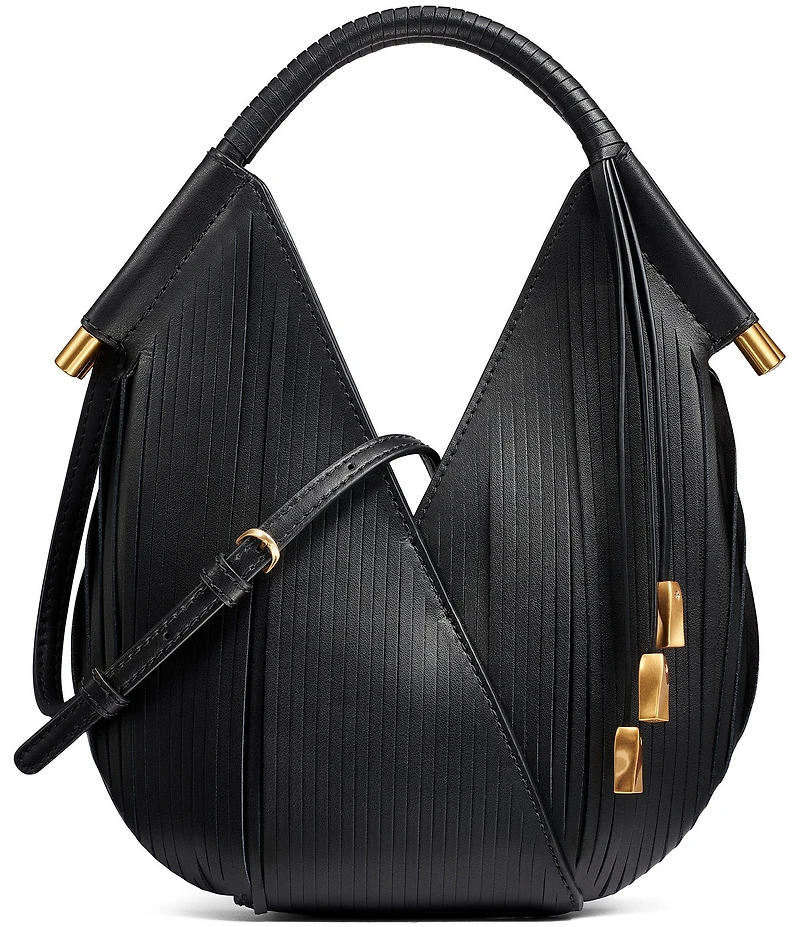 Donna Karan Baldwin Micro Fringe Laser Cut Leather Shoulder Bag