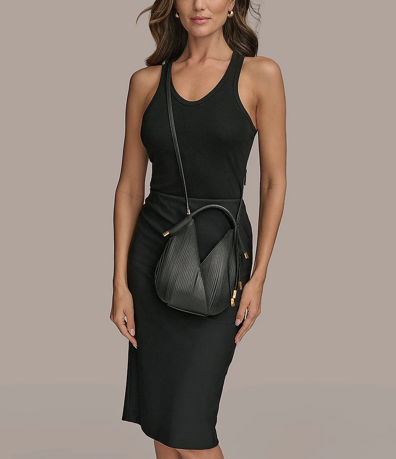 Donna Karan Baldwin Micro Fringe Laser Cut Leather Shoulder Bag