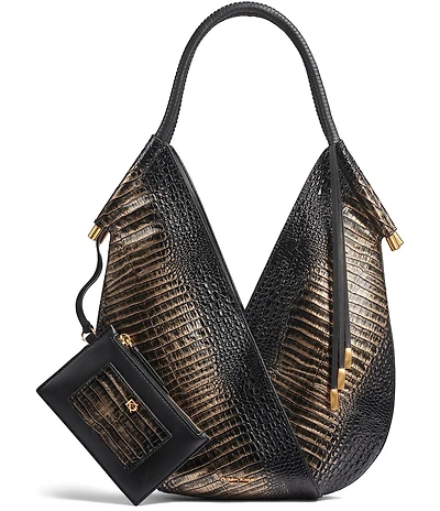 Donna Karan Baldwin Metallic Ombre Crocodile Embossed Shoulder Bag