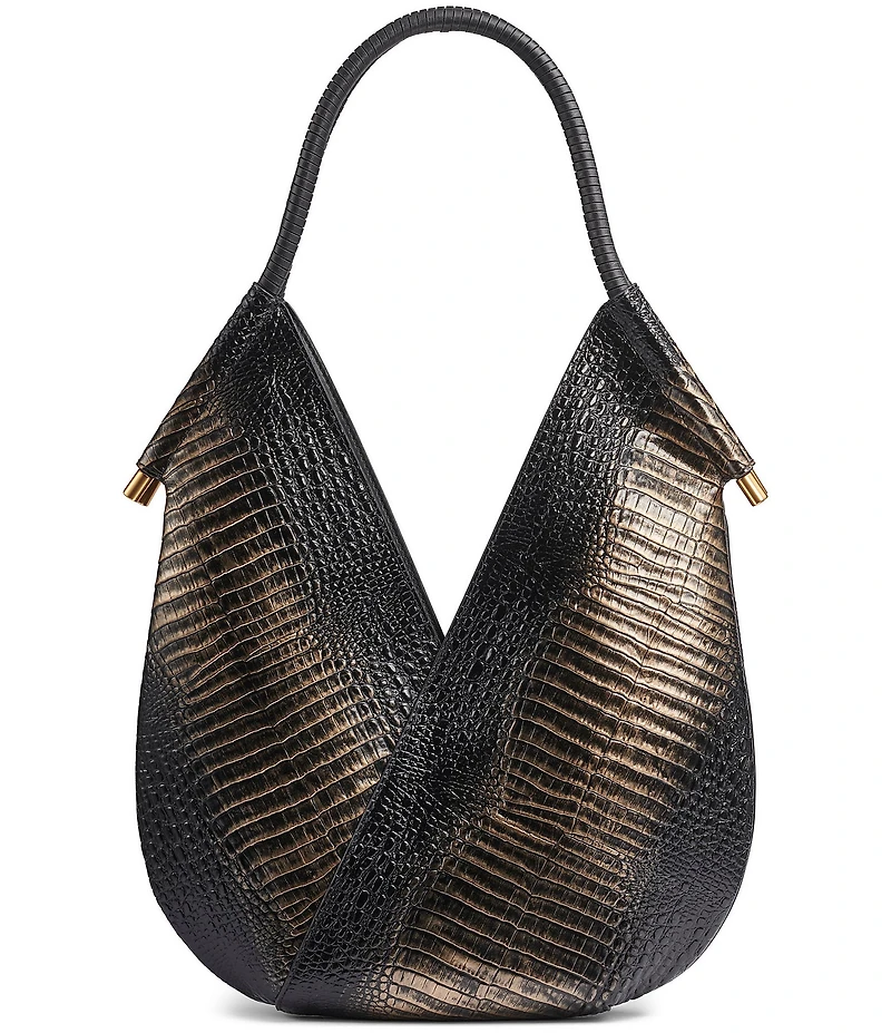 Donna Karan Baldwin Metallic Ombre Crocodile Embossed Shoulder Bag