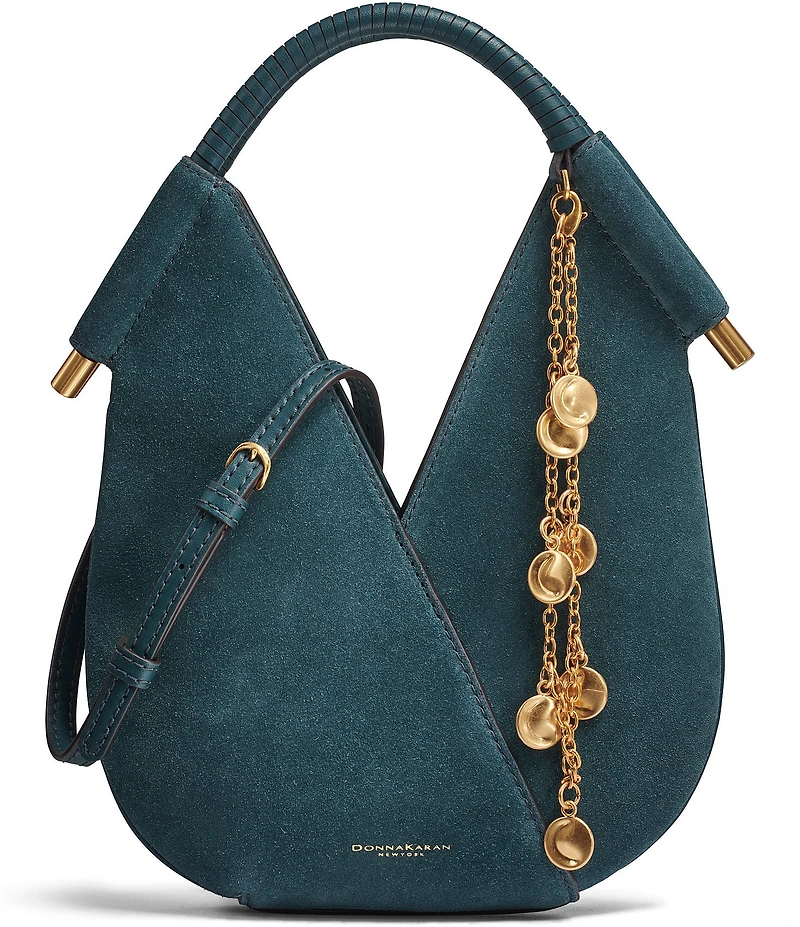 Donna Karan Baldwin Micro Suede Charm Detail Crossbody Shoulder Bag