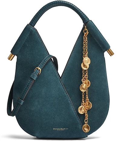 Donna Karan Baldwin Micro Suede Charm Detail Crossbody Shoulder Bag