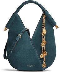 Donna Karan Baldwin Micro Suede Charm Detail Crossbody Shoulder Bag