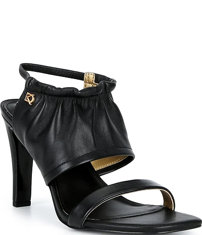 Donna Karan Becca Leather Banded Ankle Strap Dress Sandals