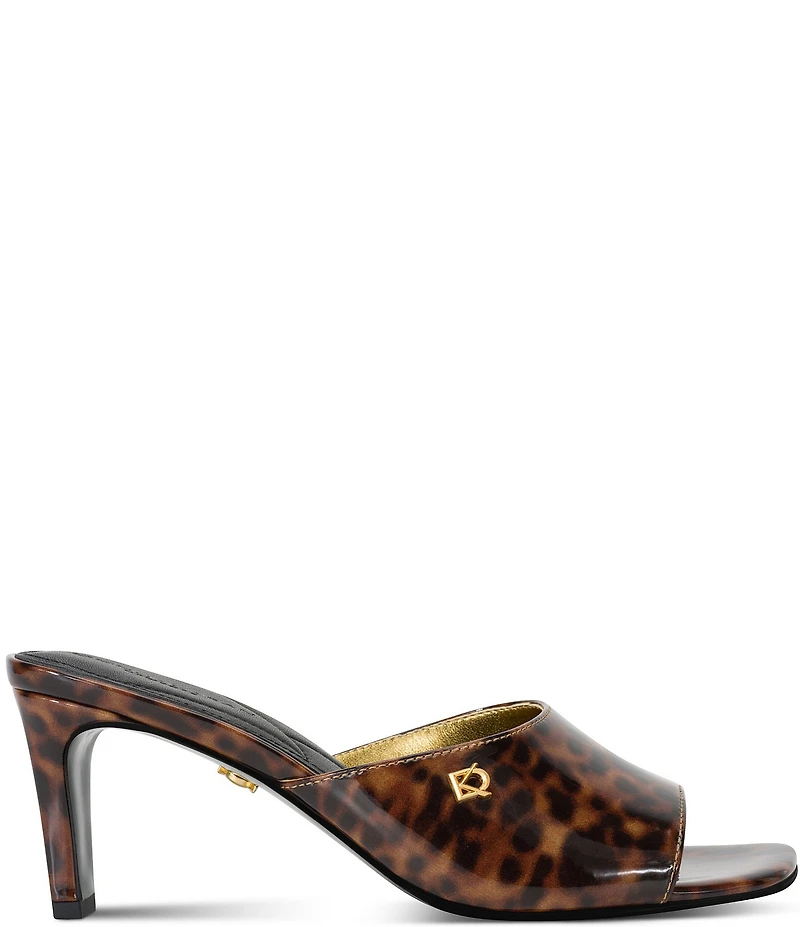 Donna Karan Belarose Tortoise Print Patent Dress Slide Sandals