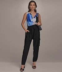 Donna Karan Belted High Rise Cargo Pants