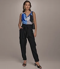 Donna Karan Belted High Rise Cargo Pants