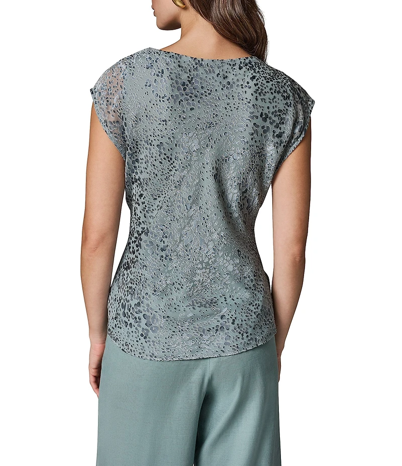Donna Karan Blurred Dot Burnout V-Neck Sleeveless Top