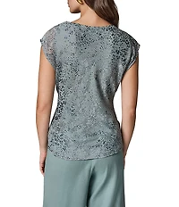 Donna Karan Blurred Dot Burnout V-Neck Sleeveless Top