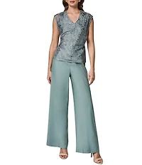 Donna Karan Blurred Dot Burnout V-Neck Sleeveless Top