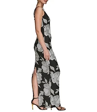 Donna Karan Boat Neck Floral Print Sheath Dress