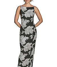 Donna Karan Boat Neck Floral Print Sheath Dress