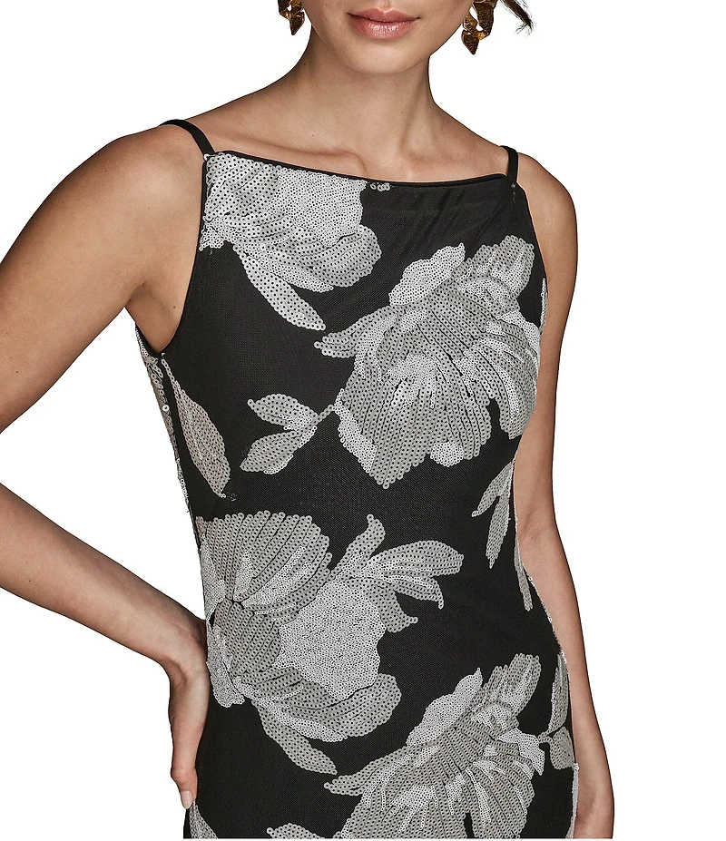 Donna Karan Boat Neck Floral Print Sheath Dress