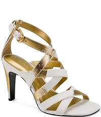 Donna Karan Briarrose Metallic Foil Strappy Dress Sandals