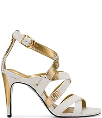 Donna Karan Briarrose Metallic Foil Strappy Dress Sandals