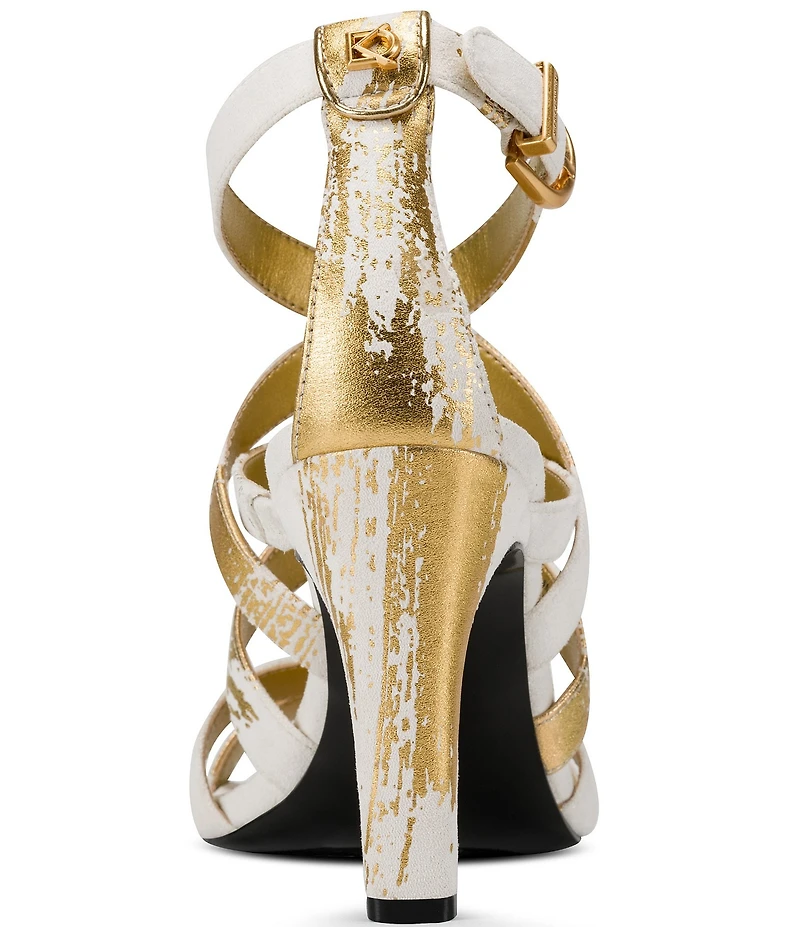 Donna Karan Briarrose Metallic Foil Strappy Dress Sandals