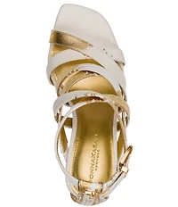 Donna Karan Briarrose Metallic Foil Strappy Dress Sandals