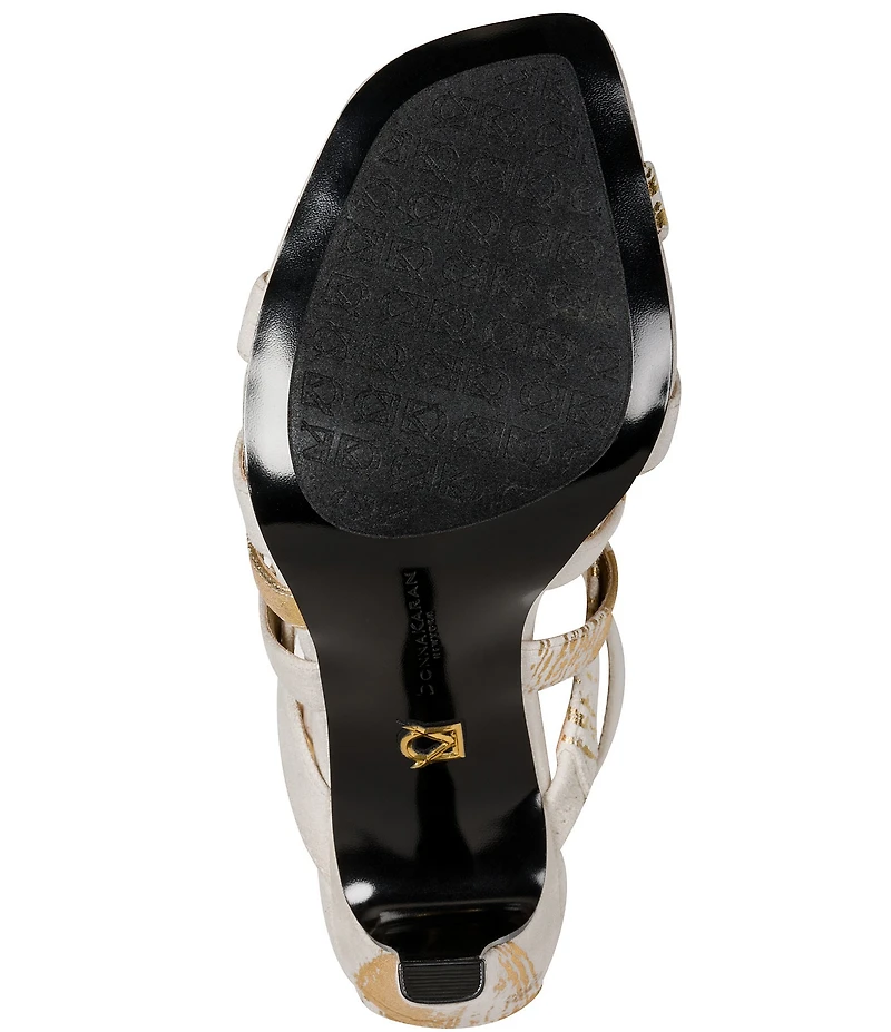 Donna Karan Briarrose Metallic Foil Strappy Dress Sandals