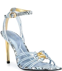 Donna Karan Brielle Snake Print High Heel Ankle Strap Stiletto Dress Sandals