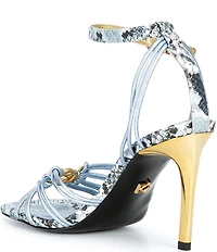 Donna Karan Brielle Snake Print High Heel Ankle Strap Stiletto Dress Sandals