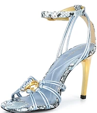 Donna Karan Brielle Snake Print High Heel Ankle Strap Stiletto Dress Sandals