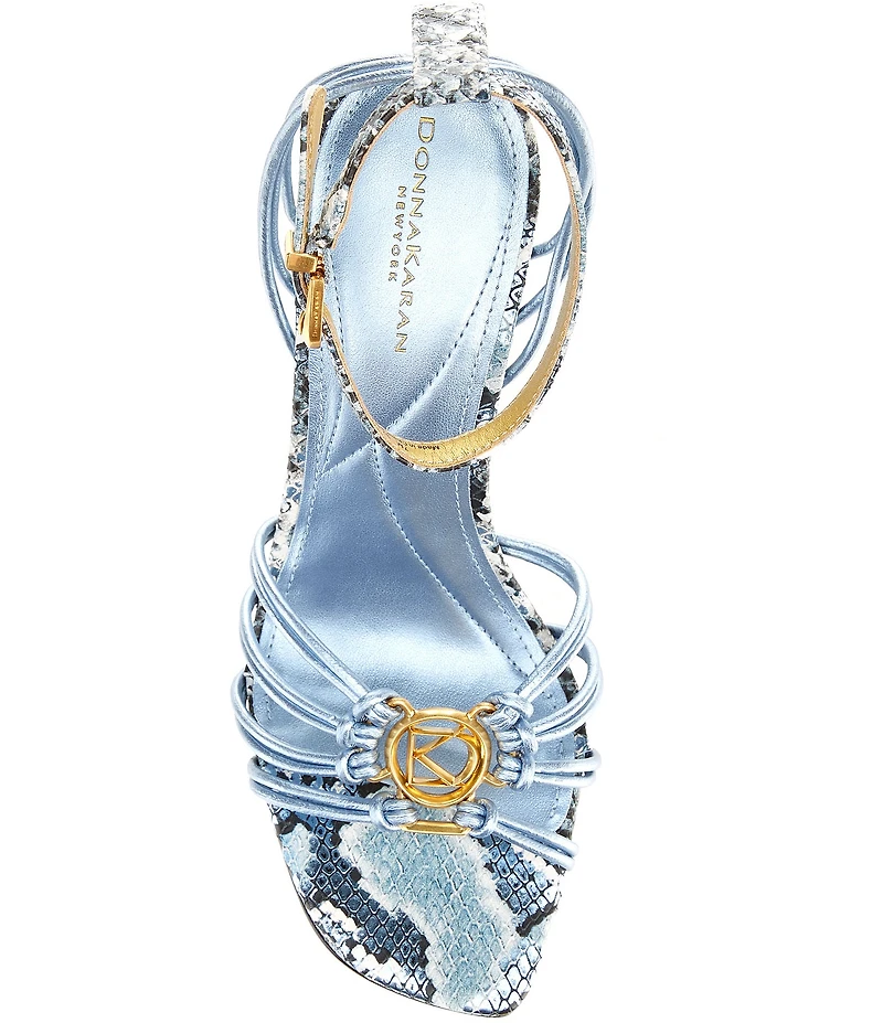 Donna Karan Brielle Snake Print High Heel Ankle Strap Stiletto Dress Sandals
