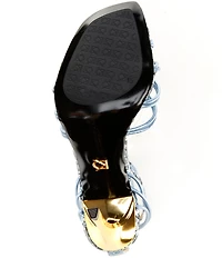 Donna Karan Brielle Snake Print High Heel Ankle Strap Stiletto Dress Sandals