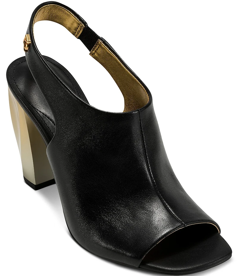 Donna Karan Brietta Leather Slingback Peep Toe Shooties