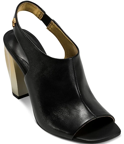 Donna Karan Brietta Leather Slingback Peep Toe Shooties