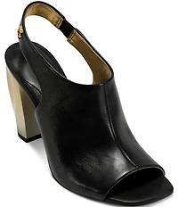 Donna Karan Brietta Leather Slingback Peep Toe Shooties