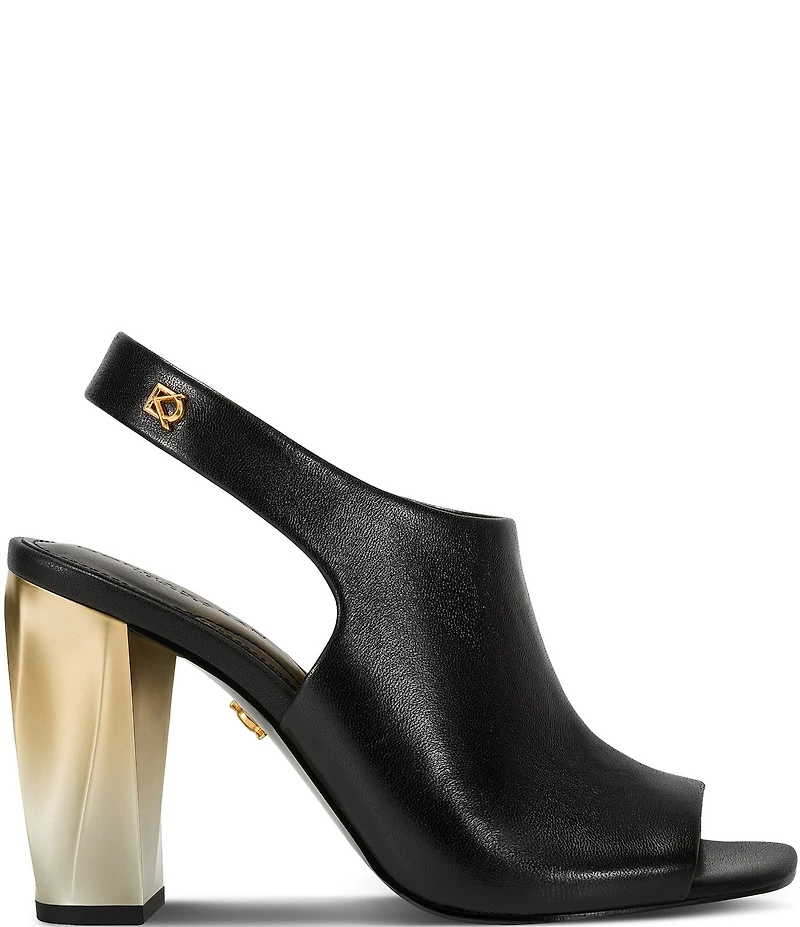 Donna Karan Brietta Leather Slingback Peep Toe Shooties