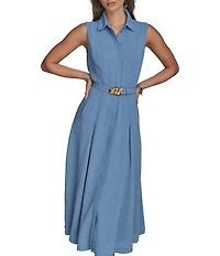 Donna Karan Button Front A-Line Midi Dress