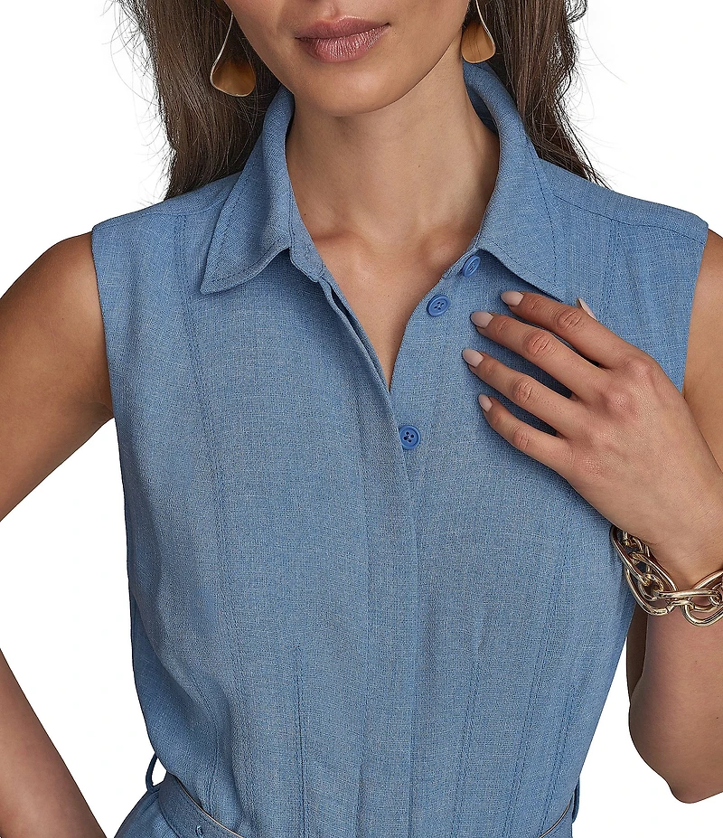 Donna Karan Button Front A-Line Midi Dress