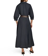 Donna Karan Button Front Belted Midi Dress