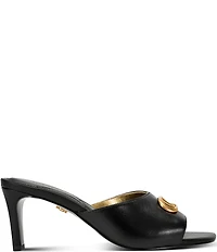 Donna Karan Byrony Leather Logo Ornament Dress Slide Sandals