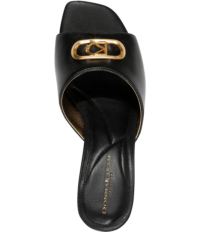 Donna Karan Byrony Leather Logo Ornament Dress Slide Sandals