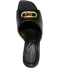 Donna Karan Byrony Leather Logo Ornament Dress Slide Sandals