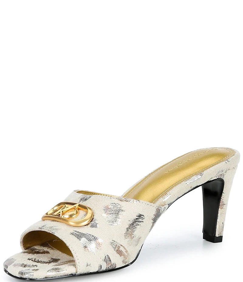 Donna Karan Byrony Metallic Leopard Print Slide Dress Sandals
