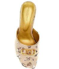 Donna Karan Byrony Metallic Leopard Print Slide Dress Sandals