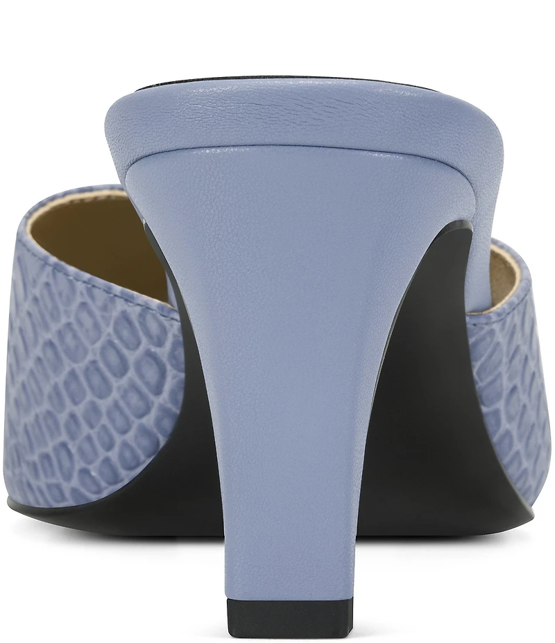 Donna Karan Byrony Mid Croco Print Logo Hardware Dress Slide Sandals