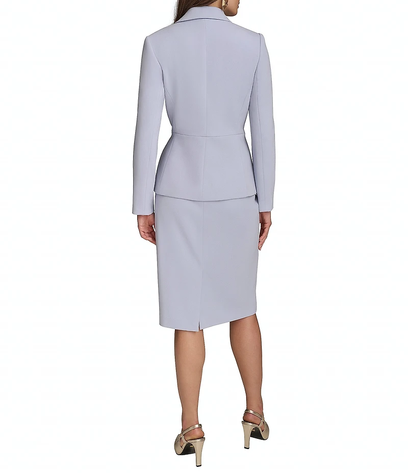 Donna Karan Cady Crepe Notch Lapel Long Sleeve Side Button Peplum Blazer